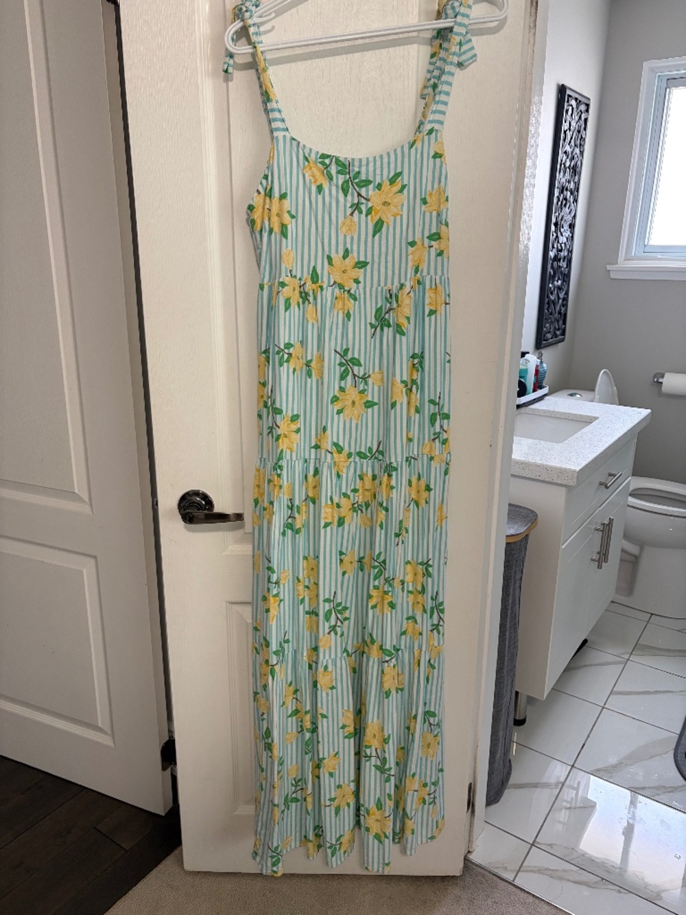 Draper James RSVP Floral Striped Tiered Maxi Dress Size L